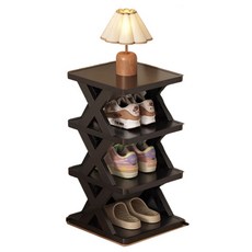 摺疊式收納家用辦公室空間利用鞋櫃, 時尚全黑, 4層