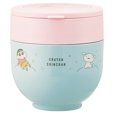 Skater 折疊手柄保溫便當盒食物罐 540ml, 蠟筆小新 粉色 + 藍色, 1個