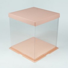천운패키지 2단 투명 케익박스 1호, 핑크, 10개