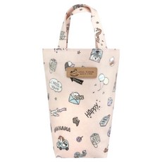 uma hana 丹寧小馬印花防水包/小直筒水壺袋, 1個, 粉紅色