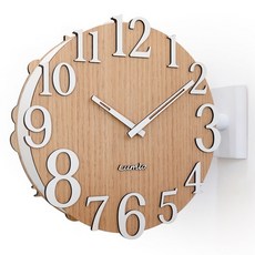 Lumia 原木靜音復古裡諾雙面壁鐘 掛鐘, 自然色