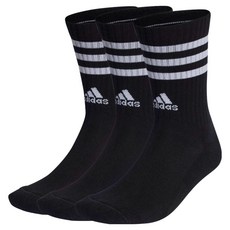 adidas 愛迪達 3S 緩震中筒襪 IC132 3入, 3個, 黑色, 黑色, 黑色