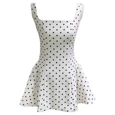 波點連身裙, 白色