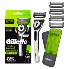gillettelabs 深層潔淨潤滑條鋒利白色版刮鬍刀組, 1套, 刮鬍刀 + 5入刀片 + 旅行盒