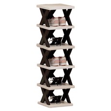 摺疊式收納家用辦公室空間利用鞋櫃, 現代黑 + 白, 6層