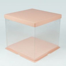 DesignPackage 雙層透明蛋糕盒 2號, 10個, 粉紅色