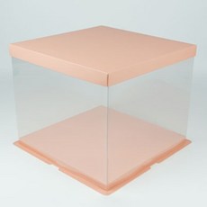 DesignPackage 雙層透明蛋糕盒 3號, 10個, 粉紅色