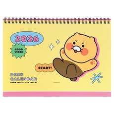 KAKAO FRIENDS Chunsik 2026基本款桌上型月曆, 黃色, 1個