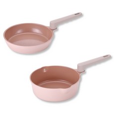 CASA MiLA 電磁爐多功能鍋 + 迷你煎鍋 2件組, 1套, 多功能鍋 20cm + 迷你煎鍋 20cm, 粉紅色