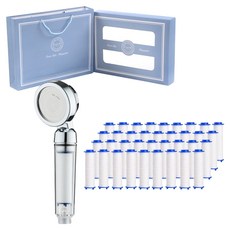 RECELL 蓮蓬頭 + 36入濾芯禮盒 3600, 1套, 鉻(蓮蓬頭), 白色(濾芯)