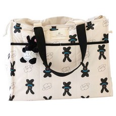 Ymmama Bobsang防水尿布雙層大容量包, 黑色兔子款