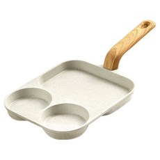 Kyhome 麥飯石三合一早餐煎鍋/不粘鍋/平底鍋/煎餅鍋 米白色, 1個, 22吋