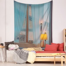 牆面裝飾 窗戶圖案 大型織物掛布, 1個, 等待的時光