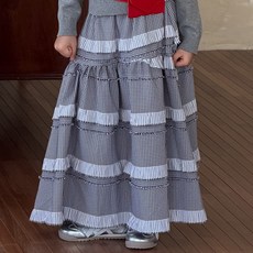 Golden Rabbit C 不對稱格紋配色長裙