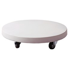 Morningscent 歐風移動石圓形花盆 高級水洗可移動式 客廳輪子底座, 1個, 白色