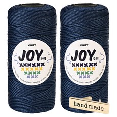 니뜨 조이얀 코바늘 가방뜨기 좋은 PP실 100g x 2p + 핸드메이드 금속라벨 세트, 03 네이비, 1세트