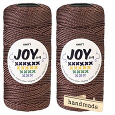 니뜨 조이얀 코바늘 가방뜨기 좋은 PP실 100g x 2p + 핸드메이드 금속라벨 세트, 15 브라운, 1세트
