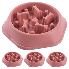 毛皇上 塑膠慢食碗 骨頭型, 粉色, 4個