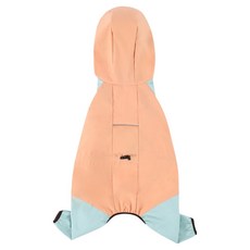 摩達客寵物 拚色可愛風狗狗四腳連身雨衣, 1個, 粉橘色