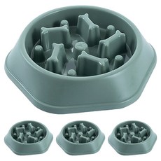 毛皇上 塑膠慢食碗 骨頭型, 綠色, 4個