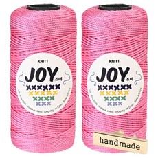 Knitt Joyyarn 適合鉤針編織包包的PP線 100g x 2入 + 手工金屬標籤組, 1套, 17 粉紅色