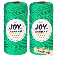 니뜨 조이얀 코바늘 가방뜨기 좋은 PP실 100g x 2p + 핸드메이드 금속라벨 세트, 04 브라이트그린, 1세트