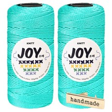 Knitt Joyyarn 適合鉤針編織包包的PP線 100g x 2入 + 手工金屬標籤組, 1套, 35 水薄荷綠