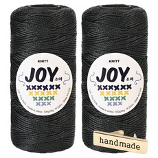 니뜨 조이얀 코바늘 가방뜨기 좋은 PP실 100g x 2p + 핸드메이드 금속라벨 세트, 02 블랙, 1세트