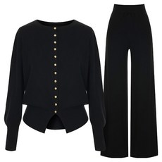 t.view 圓領鈕扣開襟衫 + 長褲套裝 V5C-CSE003