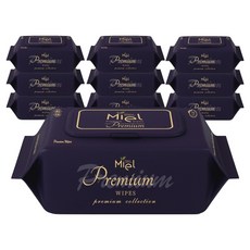 미엘 프리미엄 유아용 물티슈 캡형, 75g, 70매, 10개