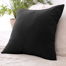리드홈 바이오워싱 파스텔 쇼파 쿠션커버 솜포함, 블랙