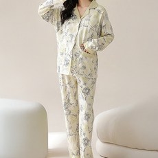 로브로코 캡내장 임산부 수유 잠옷 상하의 세트