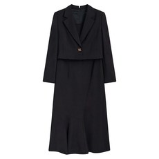 JOINUS 西裝領兩件式魚尾連身裙, 黑色