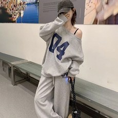 PEONIST 女款時尚數字印花運動上下套裝