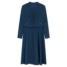 JOINUS 女款第二次西裝外套兩件式魚尾連身裙, 藍綠色