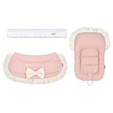 ManitoPet 狗狗推車防護墊 智慧防撞條 外罩 荷葉邊內墊, 1個, 白色(智慧防撞條), 蝴蝶結 莫蘭迪粉色