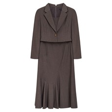 JOINUS 女款西裝領外套兩件式魚尾連身裙, 混色棕