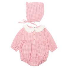 BLUEDOG baby 迷你格紋荷葉邊連身衣組, PINK, 1個