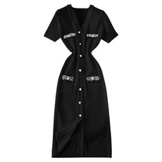 小香風釘珠重工連身裙, 黑色