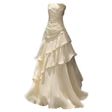 輕奢高端吊帶洋裝魚尾禮服, 杏色