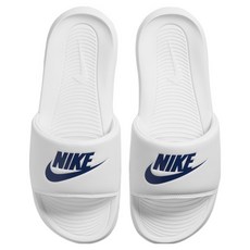NIKE 耐吉 男款 VICTOR ONE SLIDE 拖鞋 CN9675-102, 白色 + 藍色, 25 cm