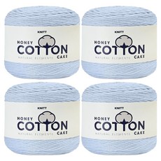 니뜨 허니 코튼 케이크 순면 뜨개실 100g, 15 베이비블루, 4개