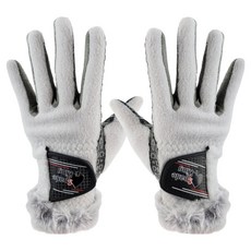 스페이드킹 유니크에픽 여성용 SP 폴라폴리스 실리콘 방한 골프장갑 양손착용 세트, 1세트, 화이트그레이