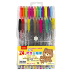 筌翔國際 麻吉24色閃亮金蔥筆, 款式隨機, 1組