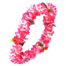 파티짱 하와이 소품 모음 훌라 치마 꽃 목걸이 웰컴 플라워, 핑크, 1개