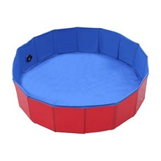 摩達客寵物 折疊式PVC防滑 通用寵物小泳池 洗澡盆/浴盆 160 x 30cm, 1個, 紅色 + 藍色