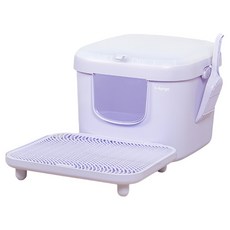 Mango 寵物星樂園 封閉式貓砂盆 蠻中方 控砂台套裝, 1個, 紫色