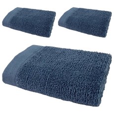 Gemini 双星毛巾 飯店毛巾 棉紗 自帶掛繩, 3個, 深邃藍