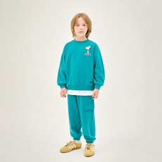 JELISPOON 兒童款 Peanuts 史努比休閒撞色超厚刷毛上下套裝