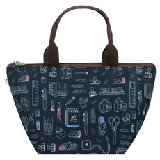 uma hana 文具牆印花防水包/三角便當袋, 1個, 黑色